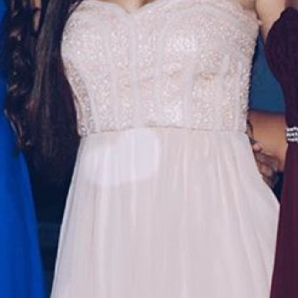 BCBG pale pink strapless dress